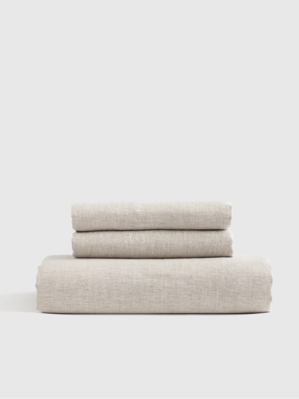 King European Linen Fitted Sheet Set in Natural Chambray - Retail $144